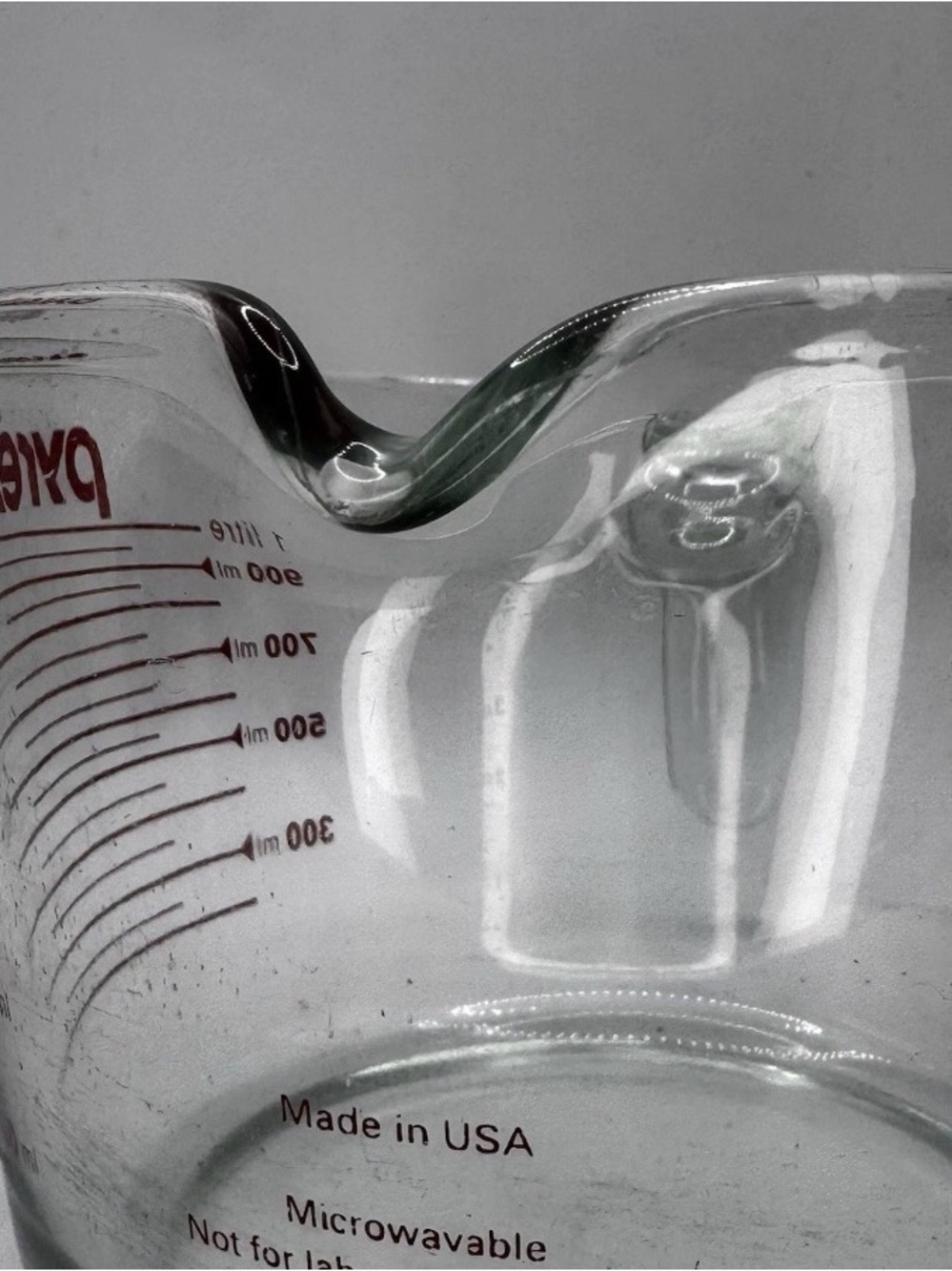 Vintage Pyrex Clear Glass Bowl with Red Measurement Markings - Picture 5 of 6